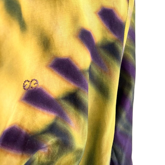 Escada Sport Women Sz 42 Large Silk Blend 3/4 Sleeve Blouse Shirt Top Mardi Gras - Picture 4 of 10